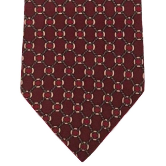 BURBERRY • Burgundy Western Rope Equestrian Silk Classic Tie Made In Italy - Picture 8 of 9